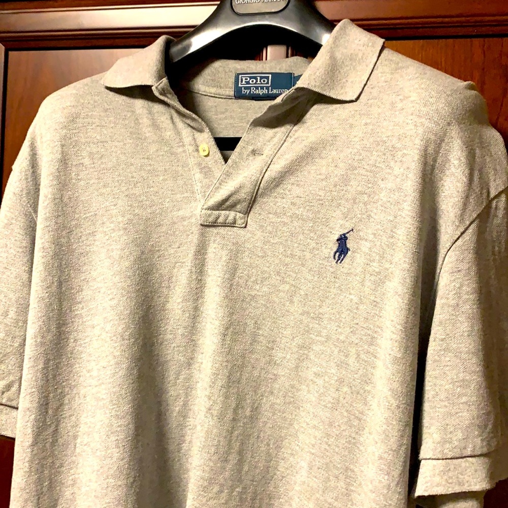 Classic Grey Polo with Blue Logo By Ralph Lauren!